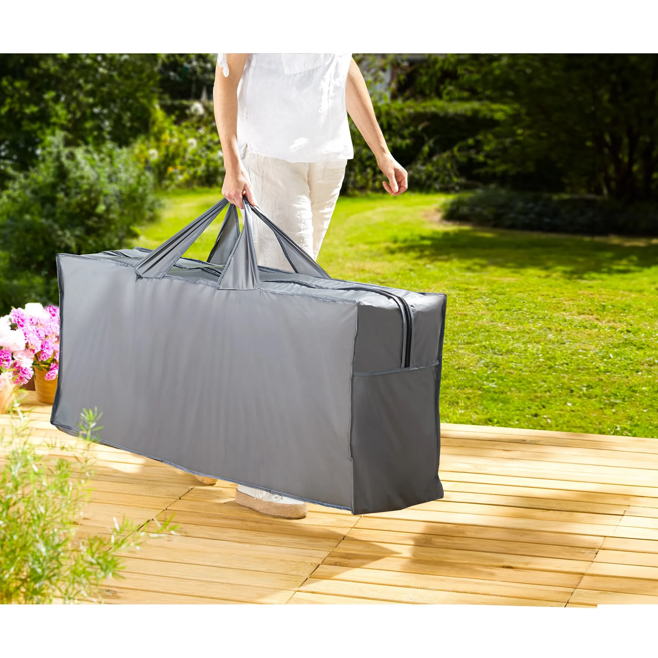 Abdeckhaube für Gartenpolster grau