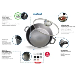 Alucast Servierpfanne mit Glasdeckel 28 cm