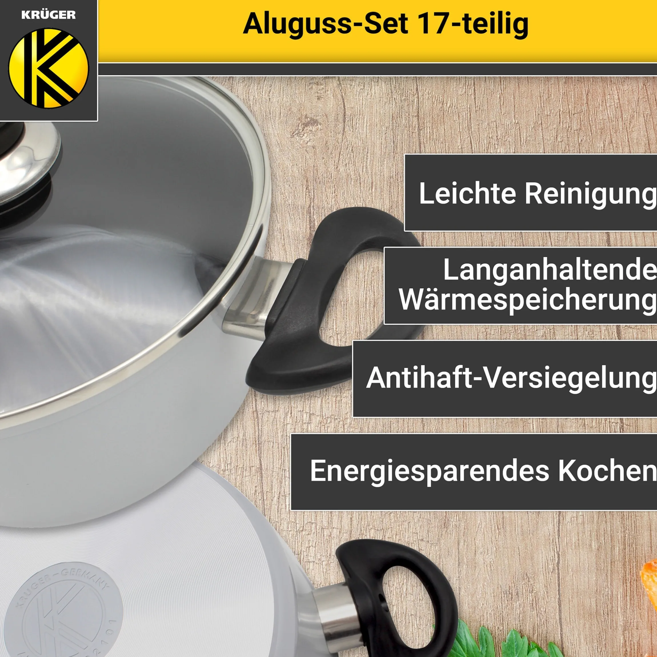 Aluguss-Topfset, 17-teilig grau