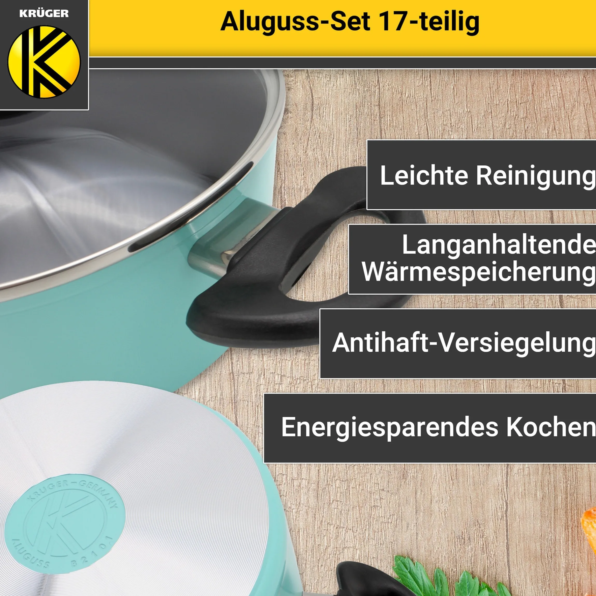Aluguss-Topfset, 17-teilig mint