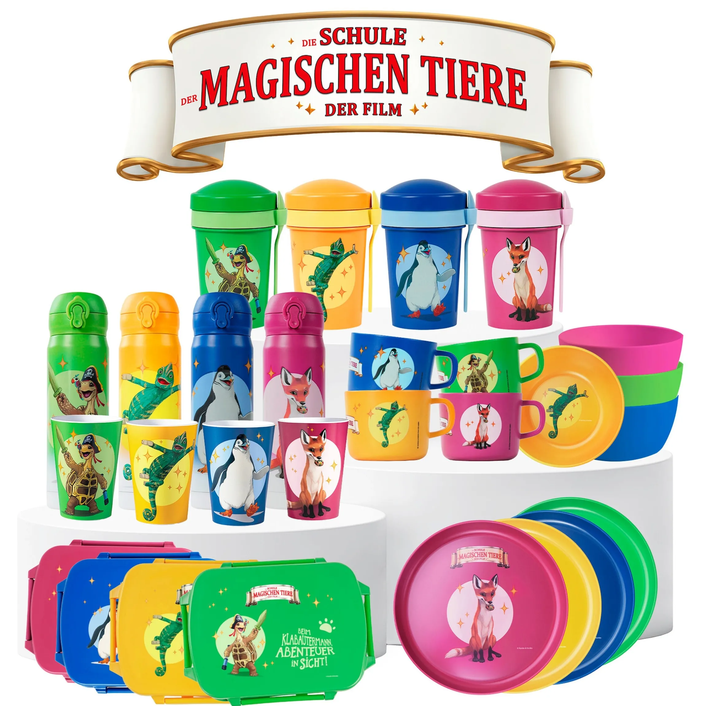 AWAVE Die Schule der Magischen Tiere Trinkbecher 250 ml rPET Set 4-teilig, mit Eichstrich