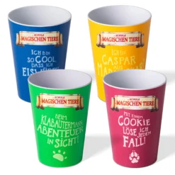 AWAVE Die Schule der Magischen Tiere Trinkbecher 250 ml rPET Set 4-teilig, mit Eichstrich