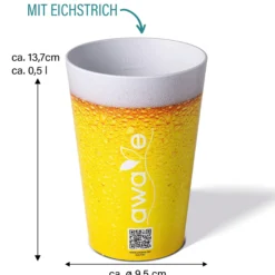AWAVE Trinkbecher 500 ml rPET Set 4-teilig, mit Eichstrich