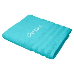 Badetuch personalisiert mit Namen, 150x100 cm, 100% Baumwolle türkis
