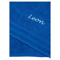 Badetuch personalisiert mit Namen, 150x100 cm, 100% Baumwolle blau