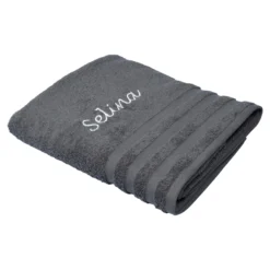 Badetuch personalisiert mit Namen, 150x100 cm, 100% Baumwolle anthrazit