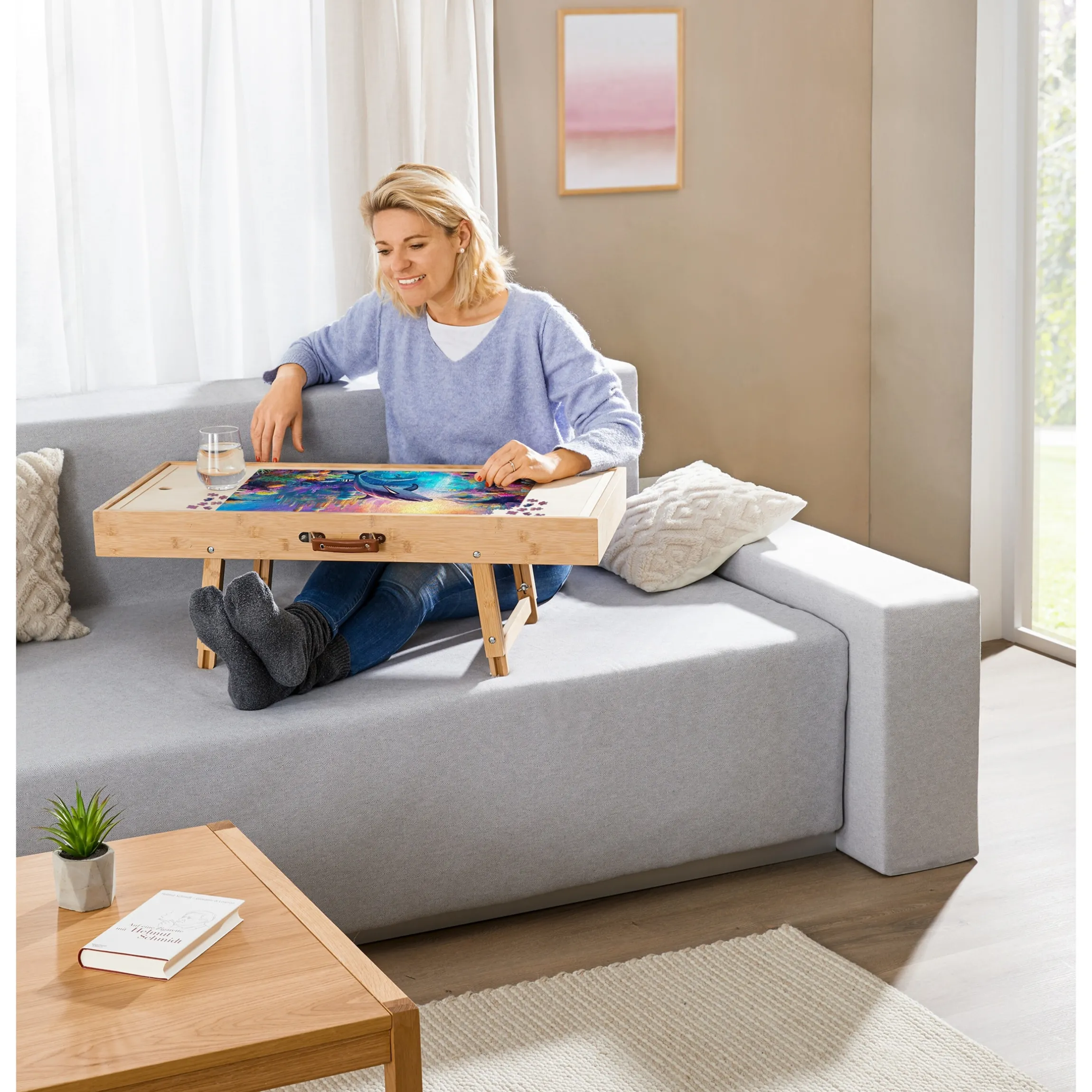 Bambus Spiel- und Puzzletisch "Magnet 4 in 1"