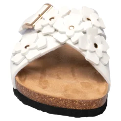 Bequem-Klettpantolette „Blümchen“ weiß