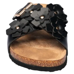 Bequem-Klettpantolette „Blümchen“ schwarz