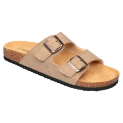 Bequem-Klettpantolette "unisex" taupe