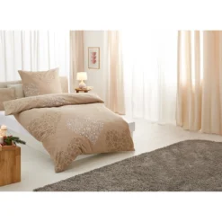 Biber-Bettwäsche "Exklusive", 2-teilig, 135x200 cm beige