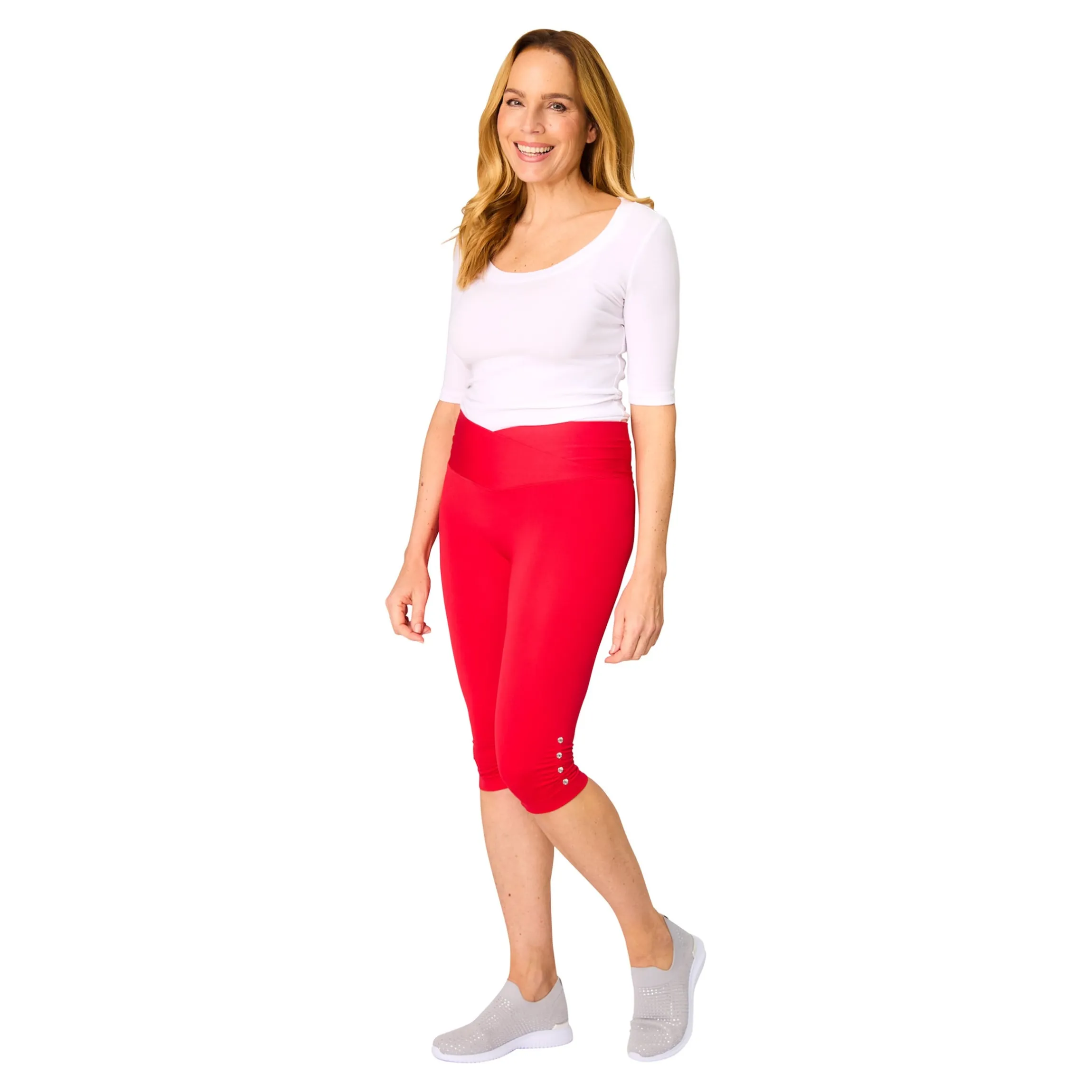 Capri-Leggings „Diamant-Optik“ rot