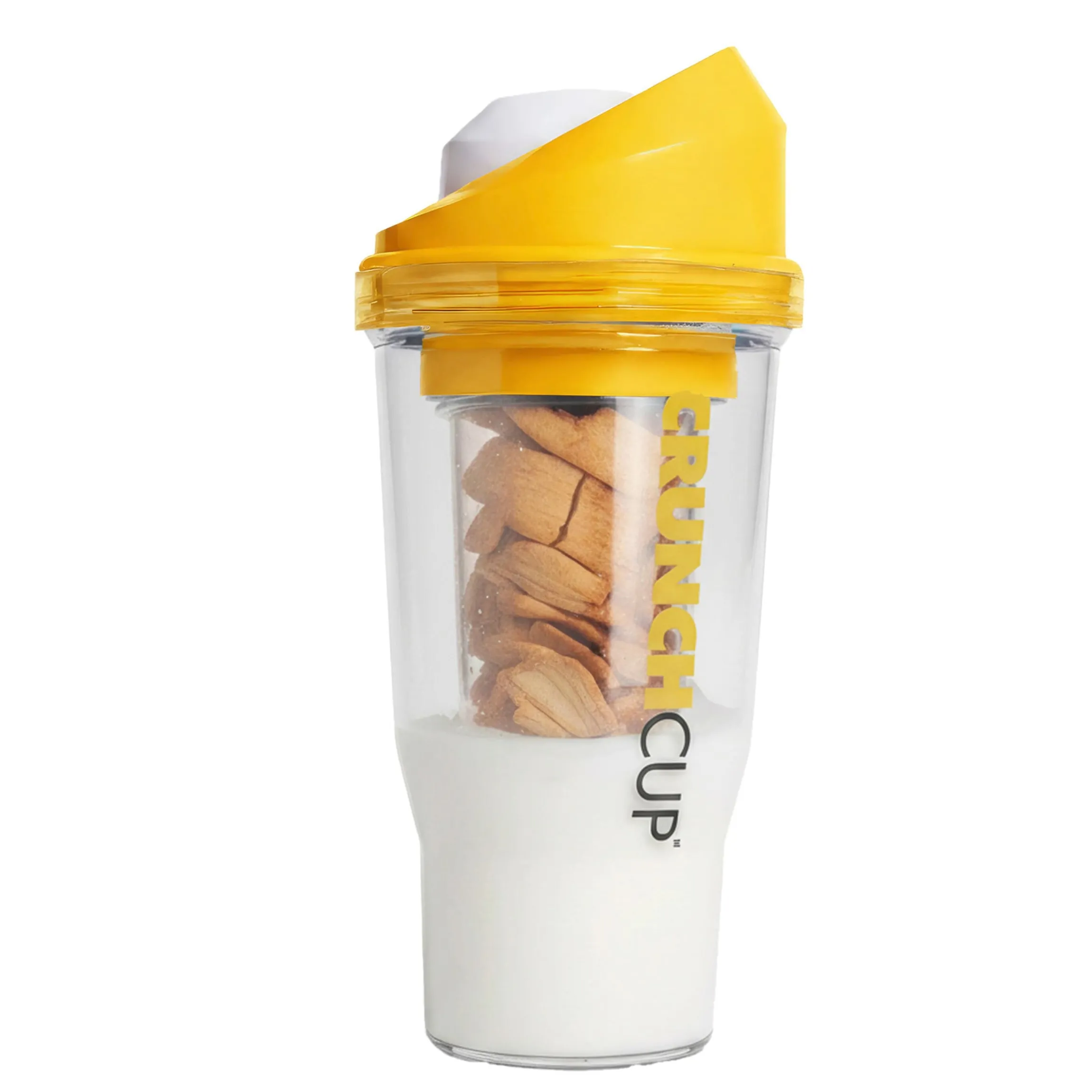 CrunchCup Original Tragbarer Müslibecher To Go 260 + 250 ml | Gelb