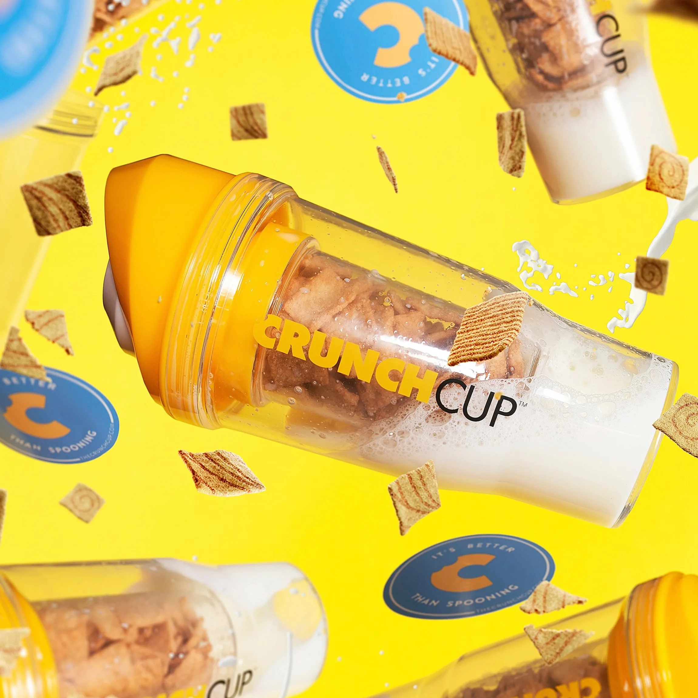CrunchCup Original Tragbarer Müslibecher To Go 260 + 250 ml | Gelb