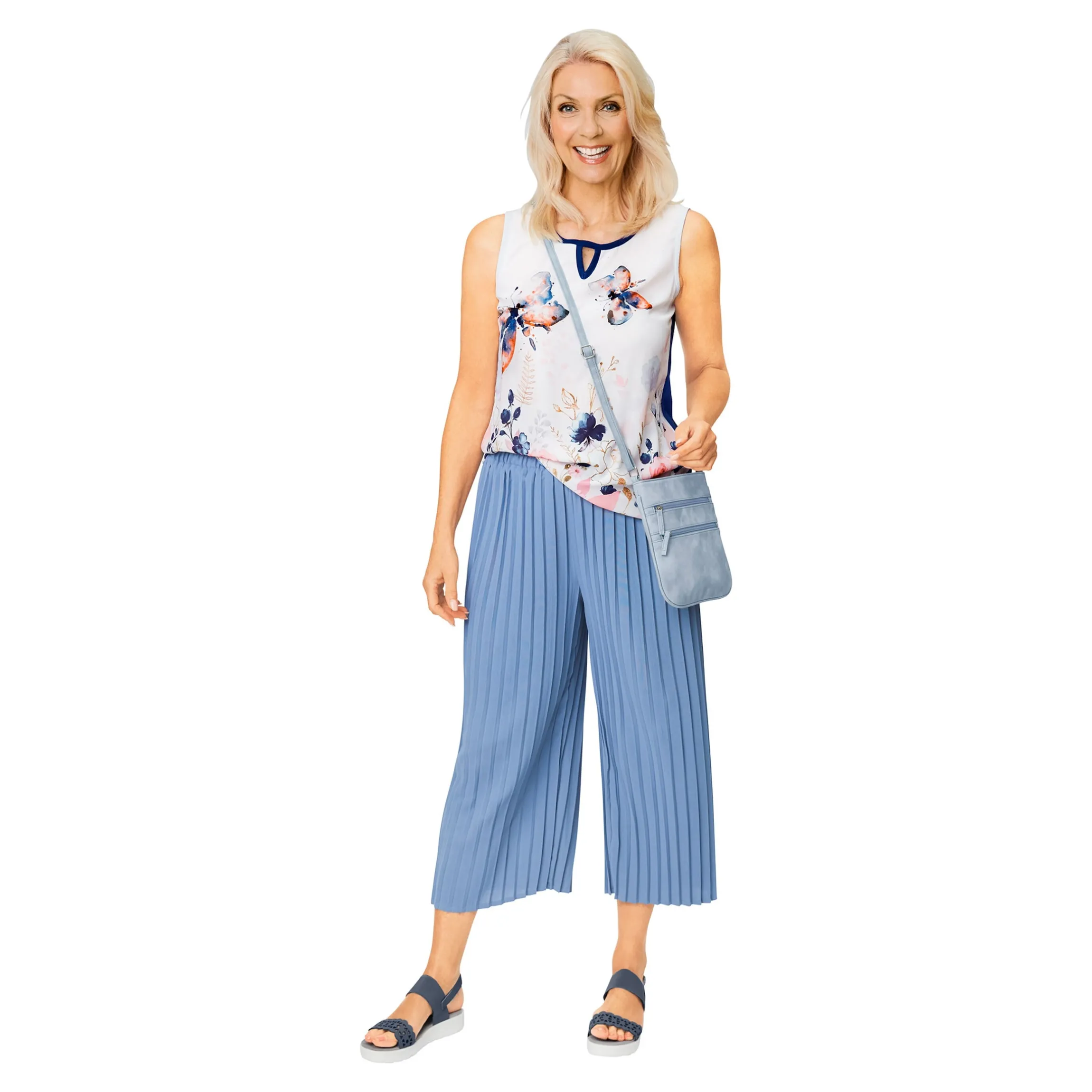 Culotte-Plisseehose "Sonja" rauchblau