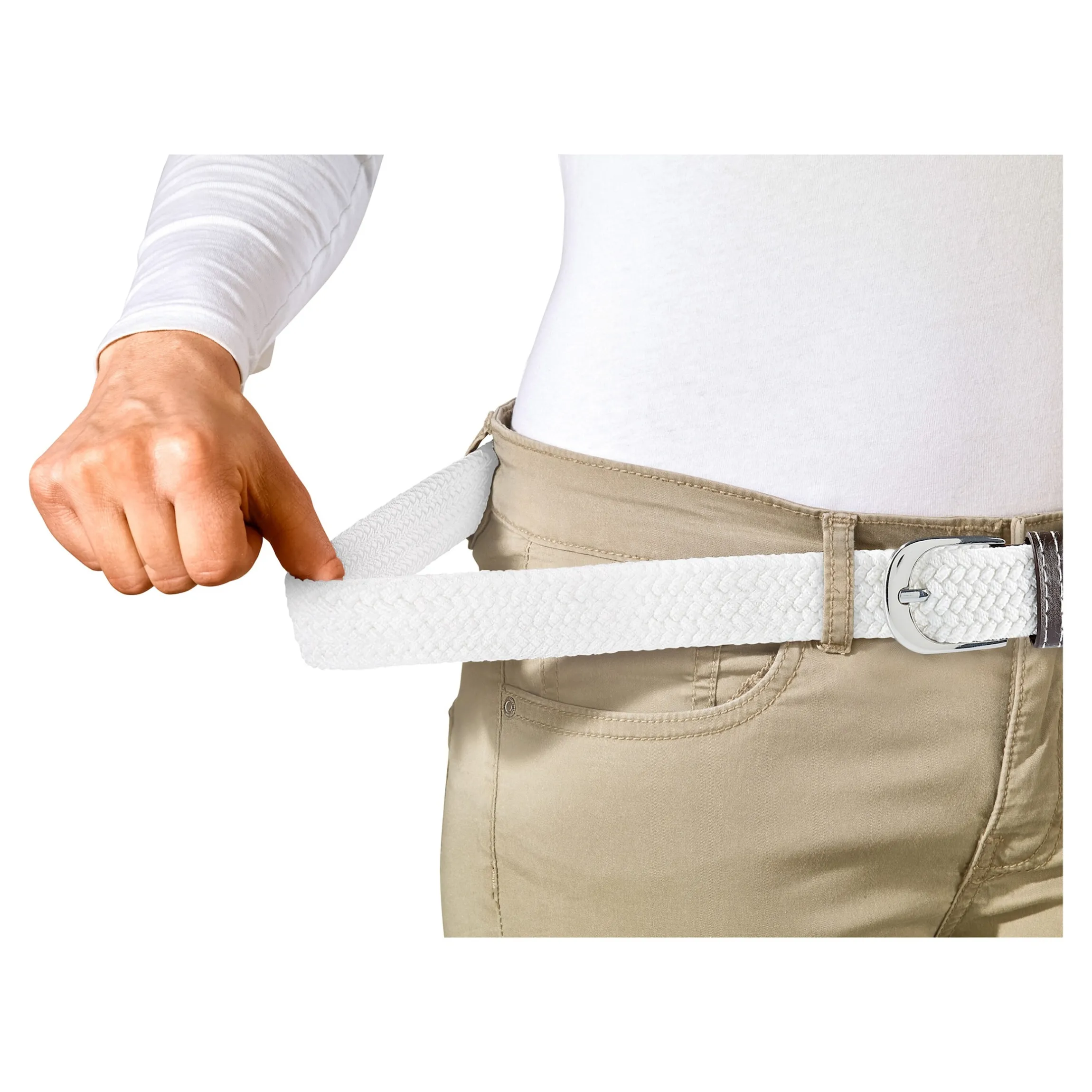 Damen-Flexigürtel weiß-grau