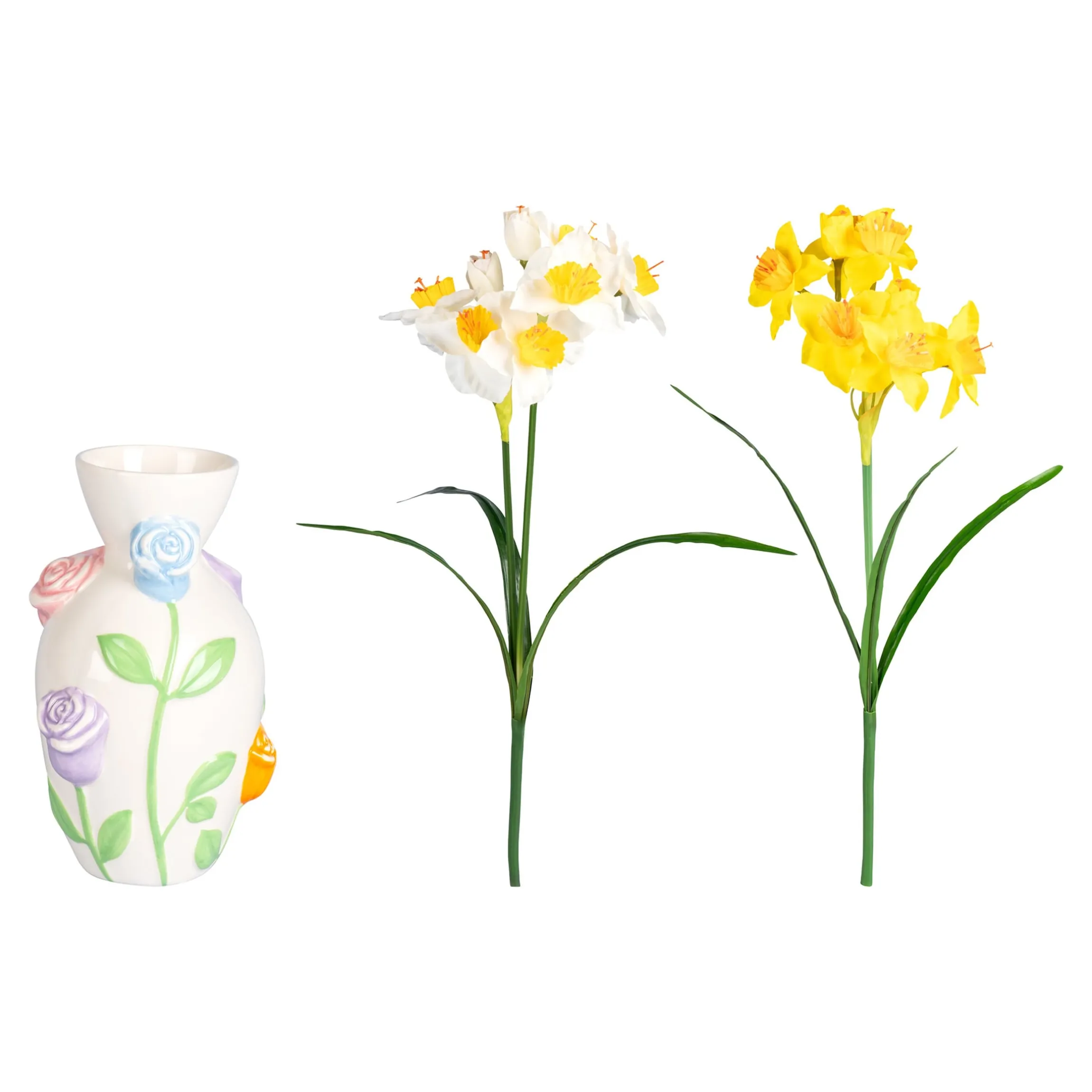 3D-Blumen-Vase mit Narzissen-Kunstblumenstrauß