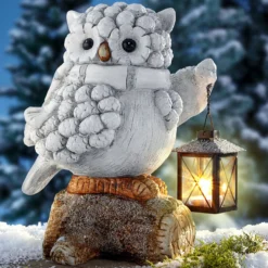 Dekofigur Laternen-Schnee-Eule "Gustav"
