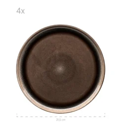 Dessertteller-Set, Steinzeug Niara Schwarz / Grau