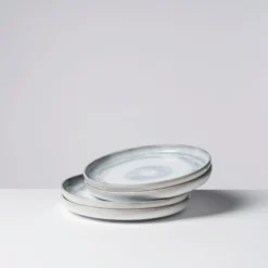 Dessertteller-Set, Steinzeug TIEFER SEE Grau / Weiß