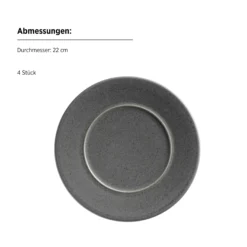 Dessertteller Set, Steinzeug Unico Grau