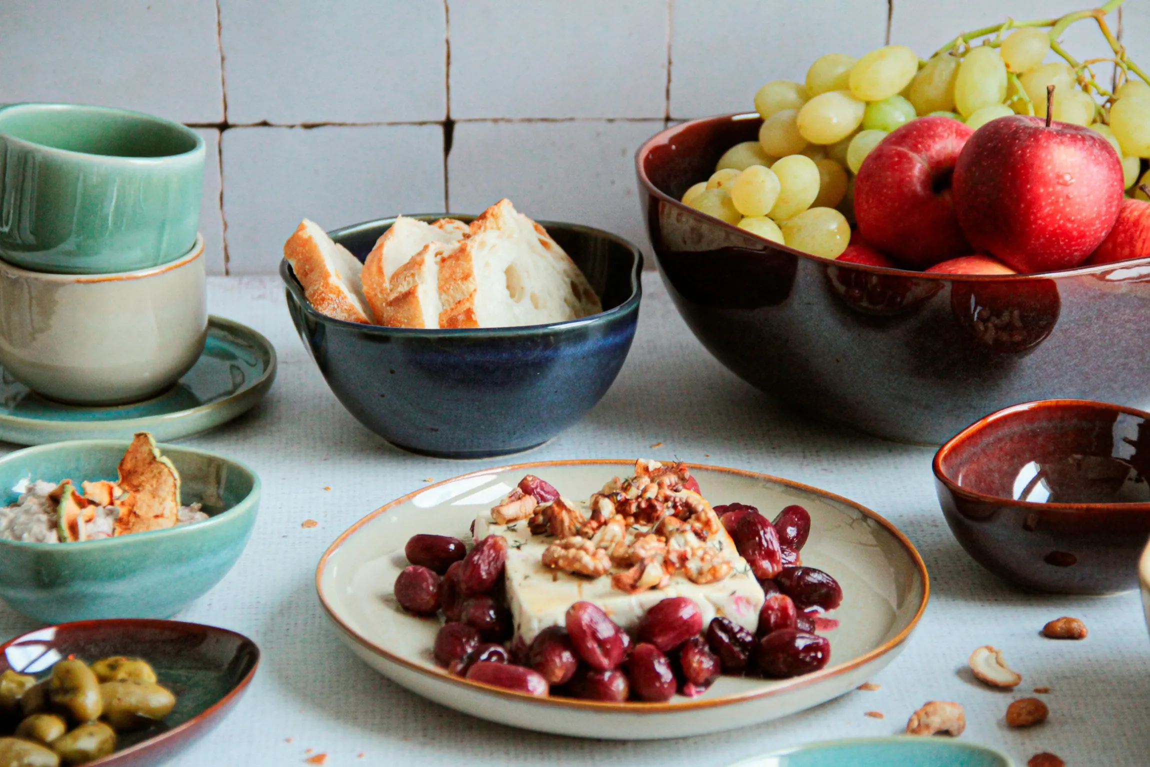 Dessertteller Set, Steinzeug Cordelia Grün / Blau