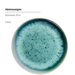 Dessertteller-Set, Steinzeug Carellia Blau