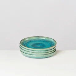 Dessertteller-Set, Steinzeug TIEFER SEE Blau / Grün