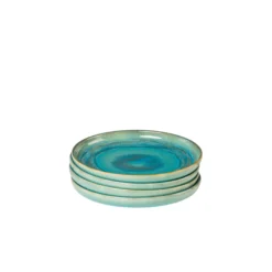 Dessertteller-Set, Steinzeug TIEFER SEE Blau / Grün