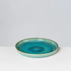 Dessertteller-Set, Steinzeug TIEFER SEE Blau / Grün