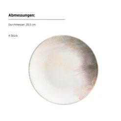 Dessertteller-Set, Steinzeug Aquarellia