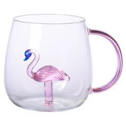 3D Glas-Tasse, 350 ml Flamingo