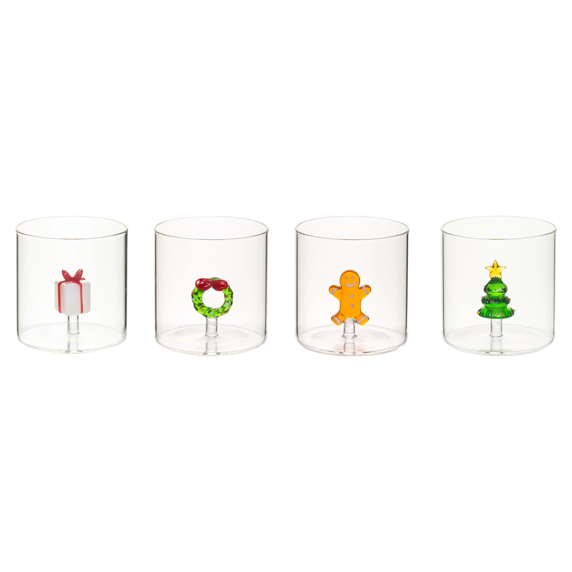 3D-Gläser-Set „Weihnachten“, 4 Stück je 350 ml