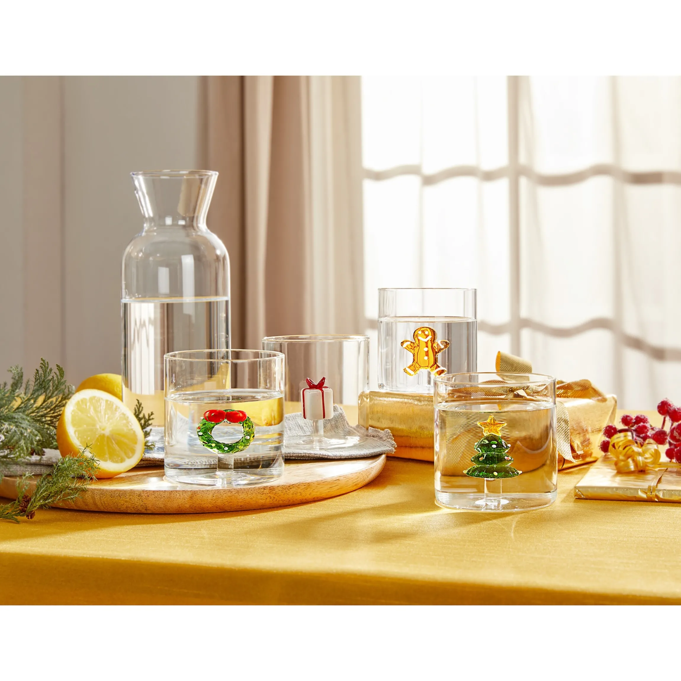 3D-Gläser-Set „Weihnachten“, 4 Stück je 350 ml