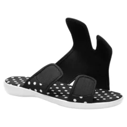 Doppelklett-Pantolette „Punkte“ schwarz