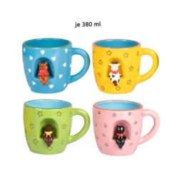 3D-Tassen-Set „Tiere“, 4 Stück je 380 ml