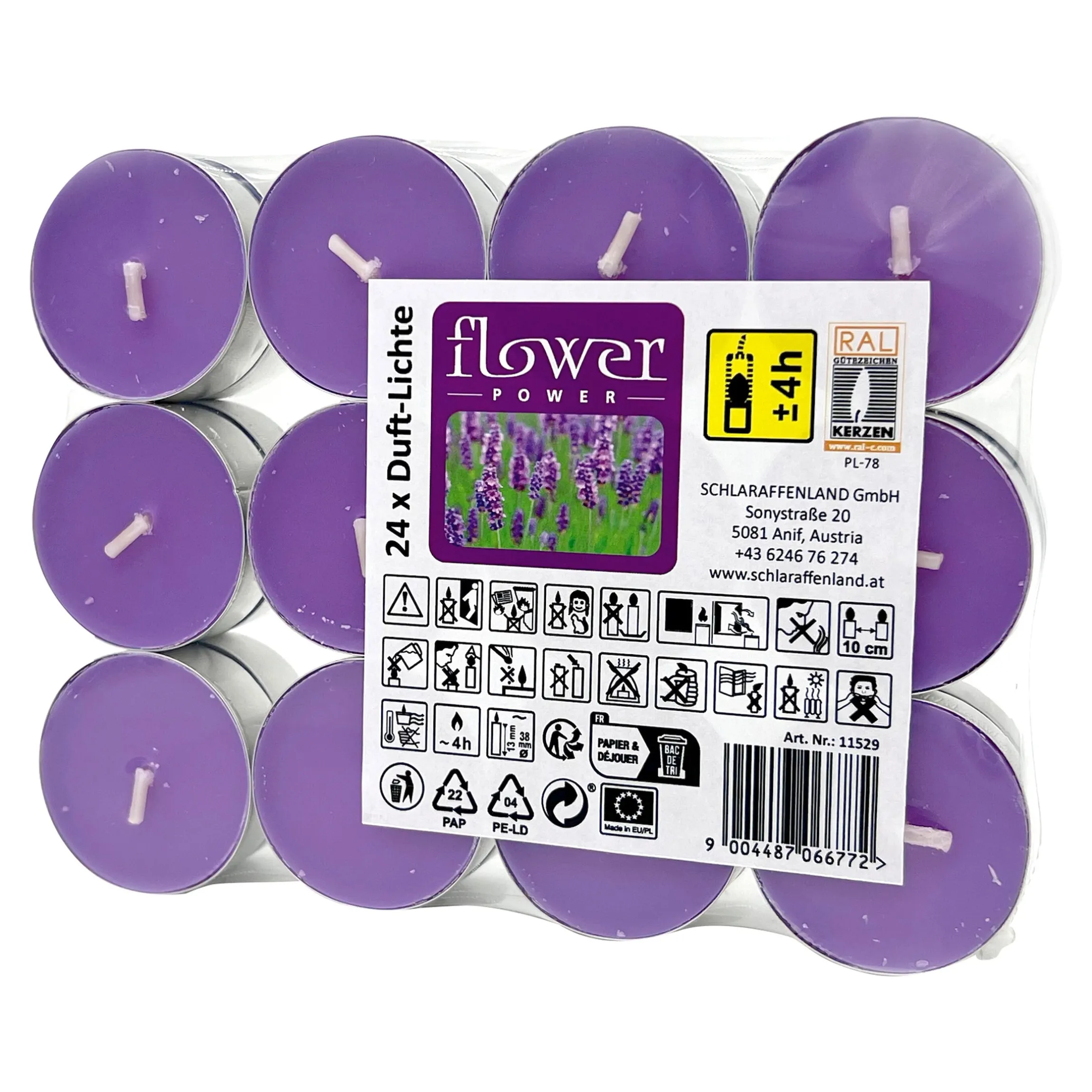 Duftteelichter, 24 Stück Lavendel