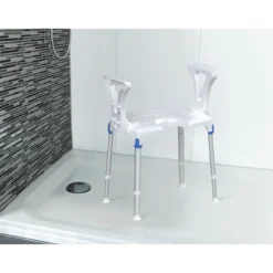 Duschhocker "laguna" mit Hygieneausschnitt & Armlehne