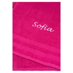 Duschtuch personalisiert mit Namen, 70x140 cm, 100% Baumwolle pink