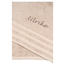 Duschtuch personalisiert mit Namen, 70x140 cm, 100% Baumwolle beige