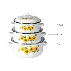 Emaille-Topfset "Sonnenblume", 6-teilig