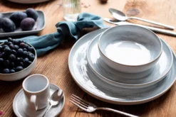 Espressotassen-Set, Steinzeug TIEFER SEE Grau / Weiß