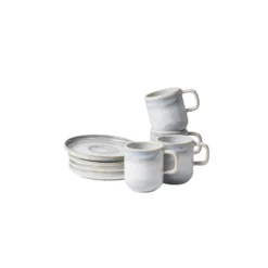 Espressotassen-Set, Steinzeug TIEFER SEE Grau / Weiß