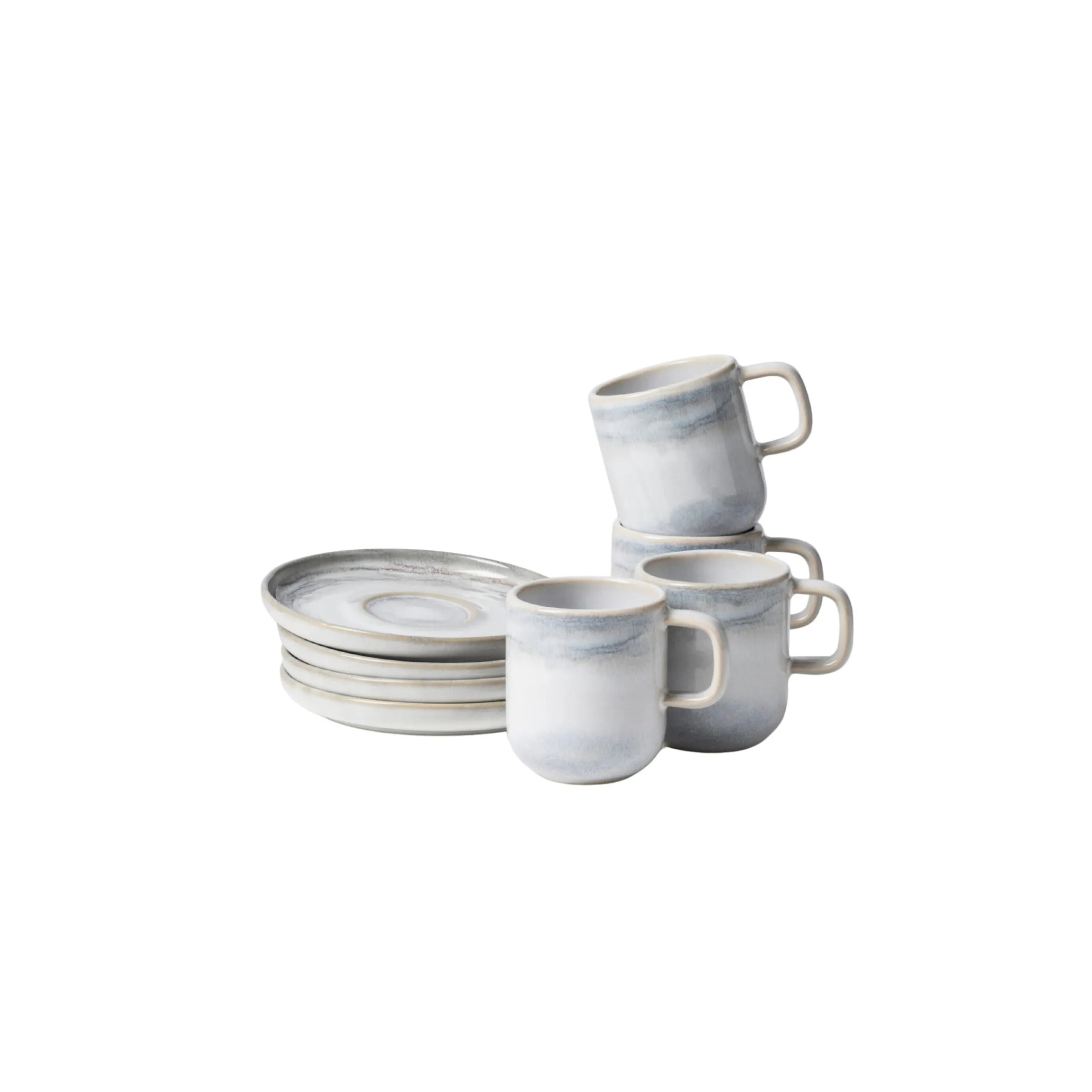 Espressotassen-Set, Steinzeug TIEFER SEE Grau / Weiß