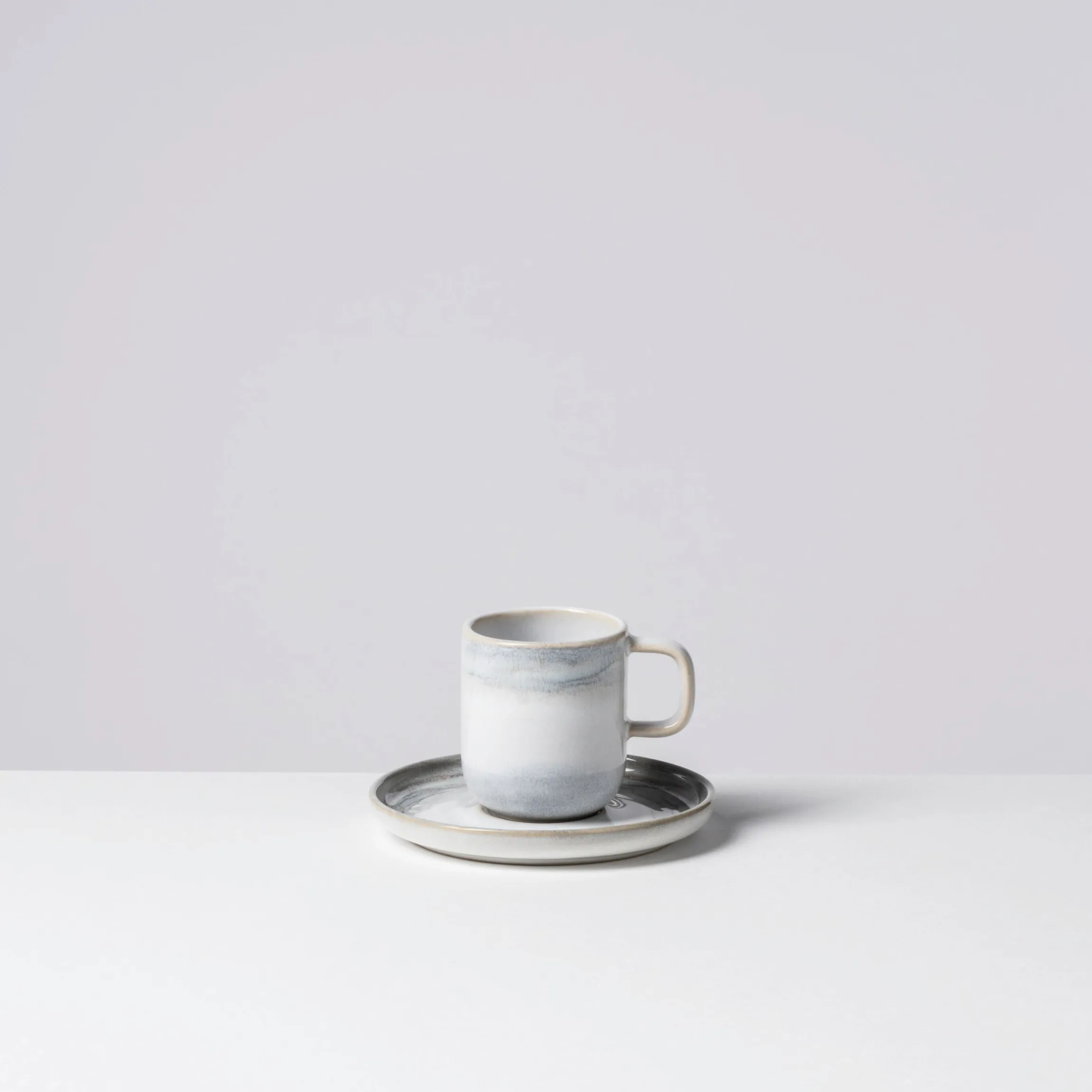 Espressotassen-Set, Steinzeug TIEFER SEE Grau / Weiß