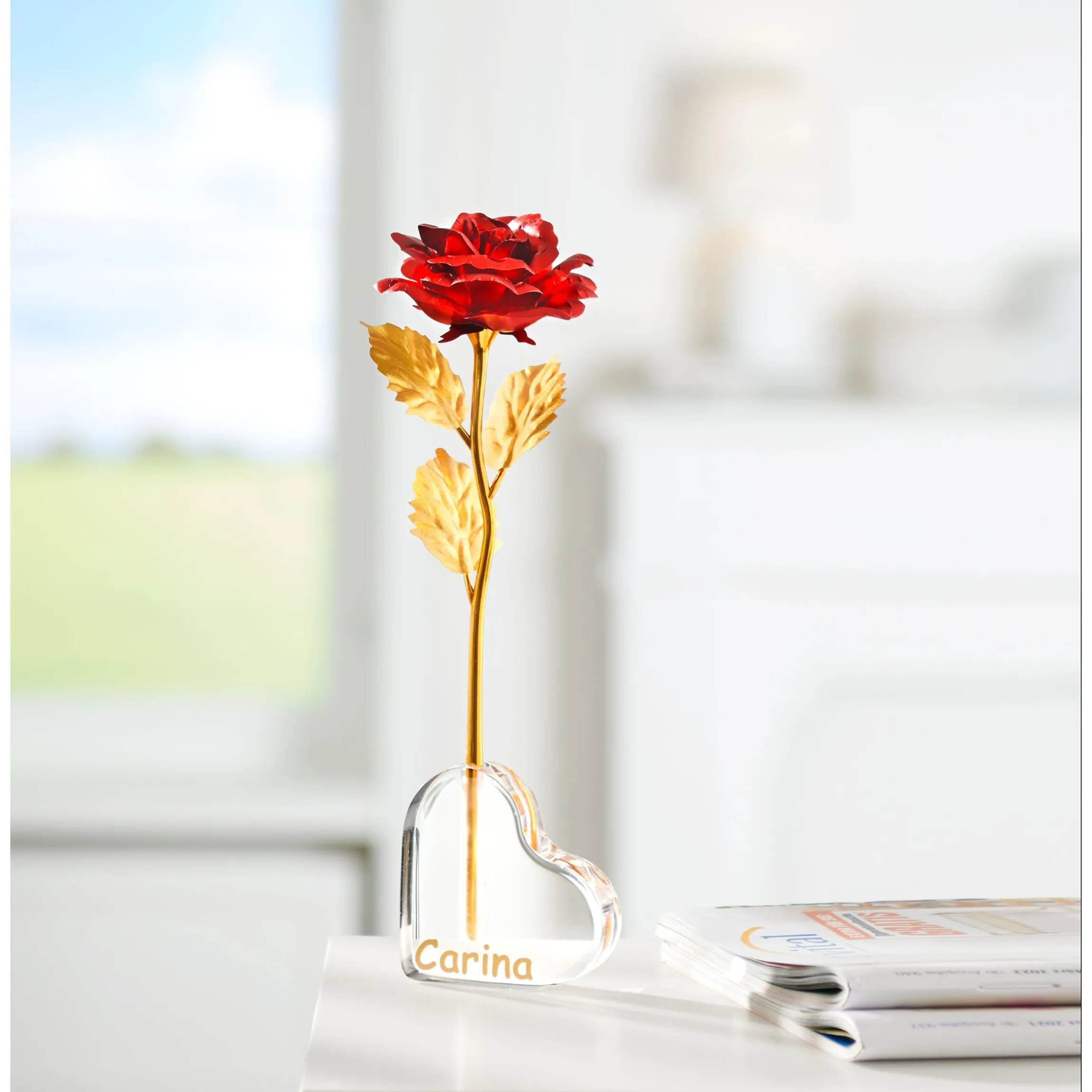 Ewige Rose "Herz" personalisiert mit Namen