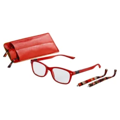 Fertig-Lesebrille mit Wechselbügel "rot mit Bügel" +3,5 dpt