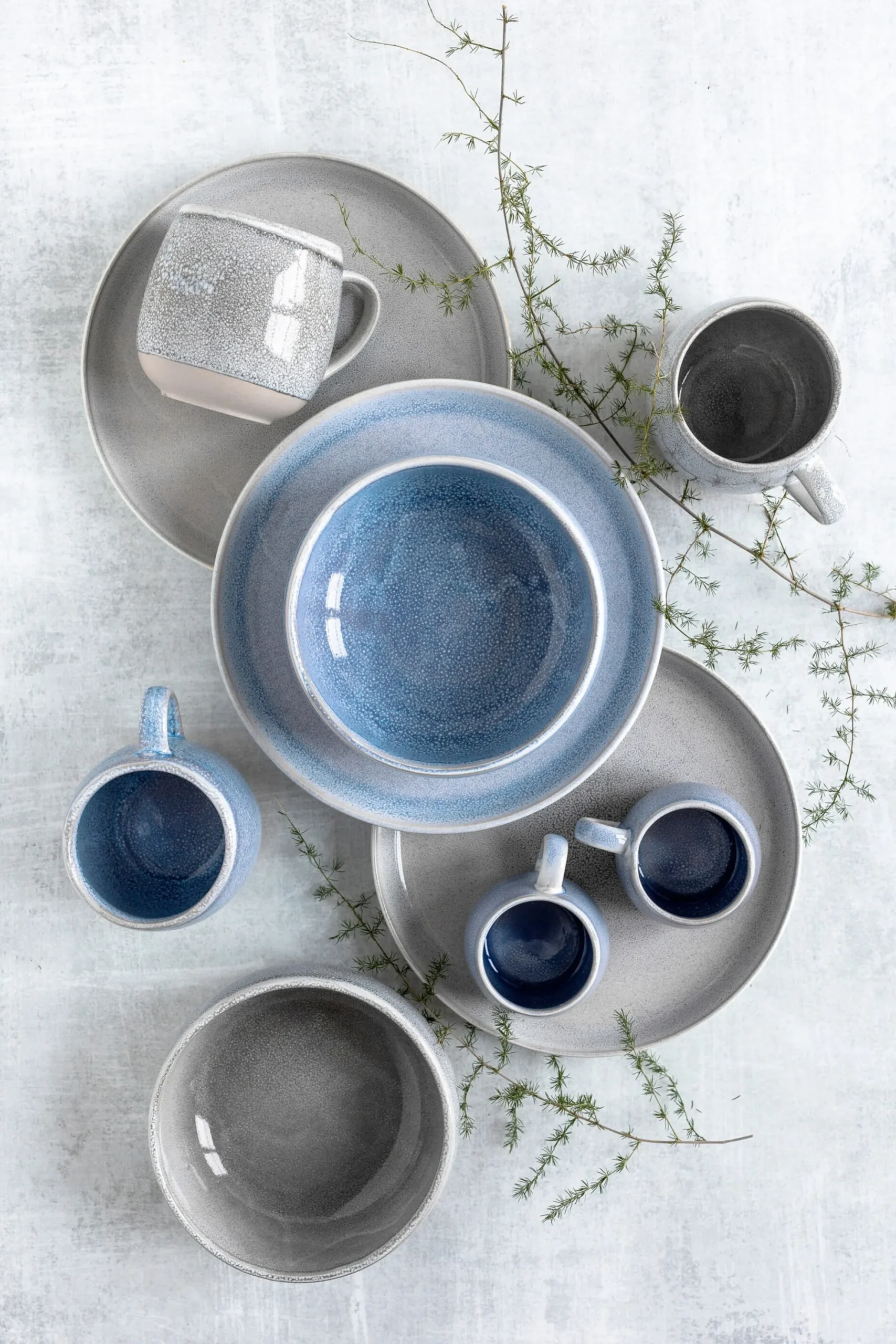 Frühstück Set, Steinzeug Aquata Blau