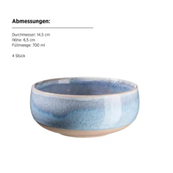 Frühstück Set, Steinzeug Aquata Blau