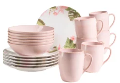 Frühstücksset, Keramik Ossia Mint / Weiß / Rot